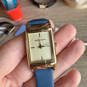 Anne Klein Gold Watch with Blue Strap